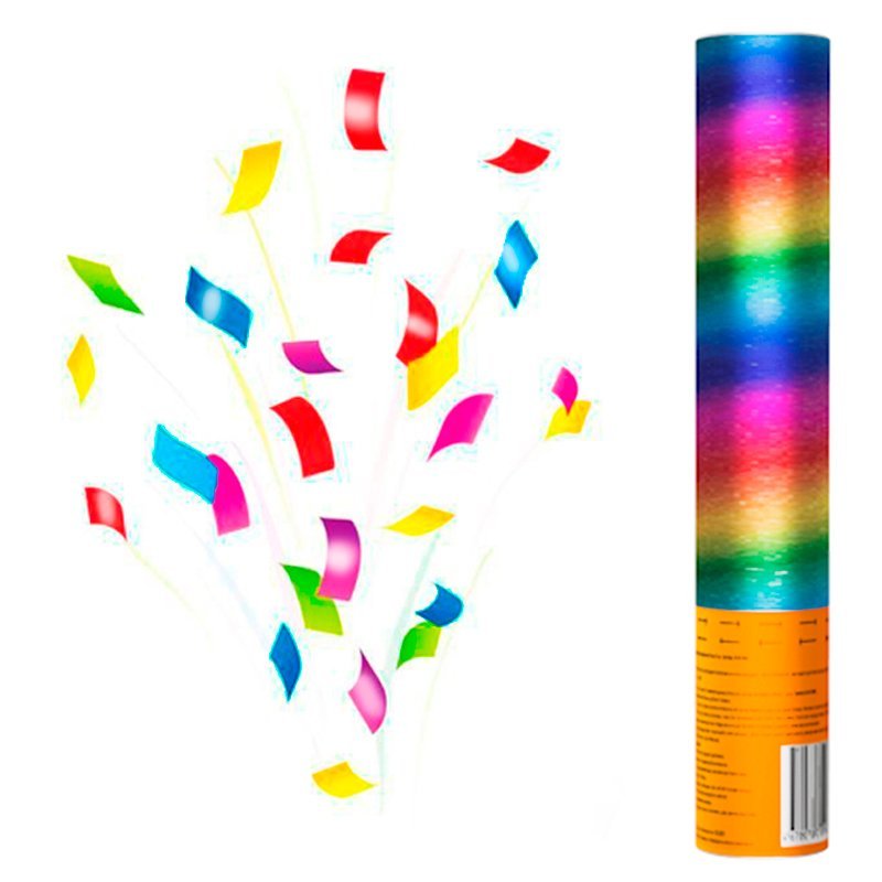 Пневмохлопушка "Разноцветный глиттер" Блеск бумага/фольга 30см/1шт/(Китай)