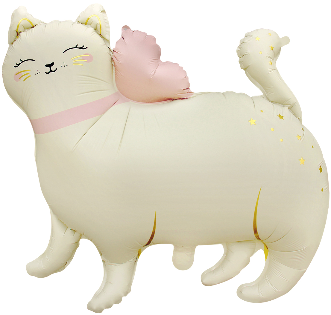 Шар (27"/69 см) Фигура, Кошечка с бантом,Сатин, 1 шт