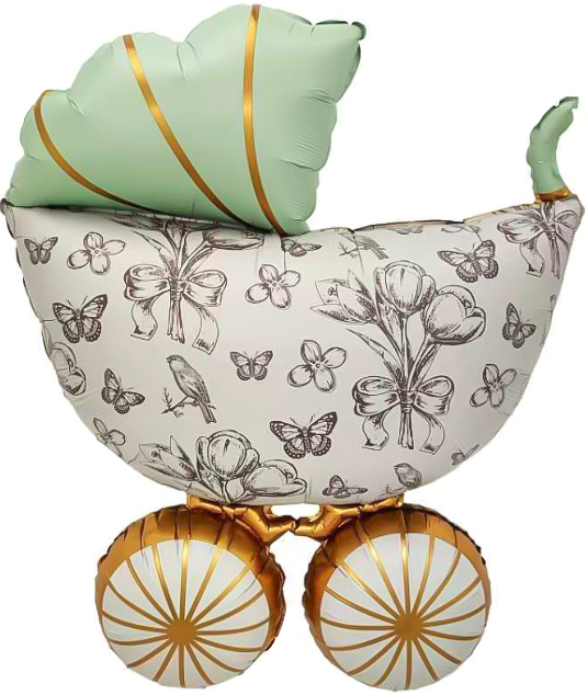 Шар (36"/91 см) Фигура, Коляска Ретро,Сатин, 1 шт