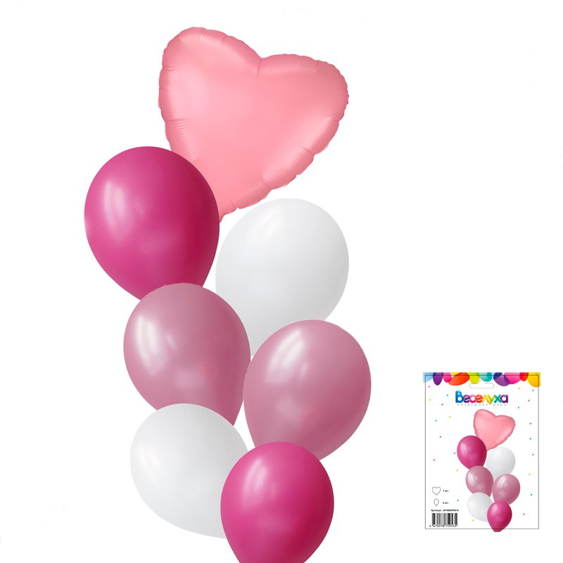 Набор шаров "Розовый микс" 7 в 1/7 воздушных шаров /1 набор/ (Россия)