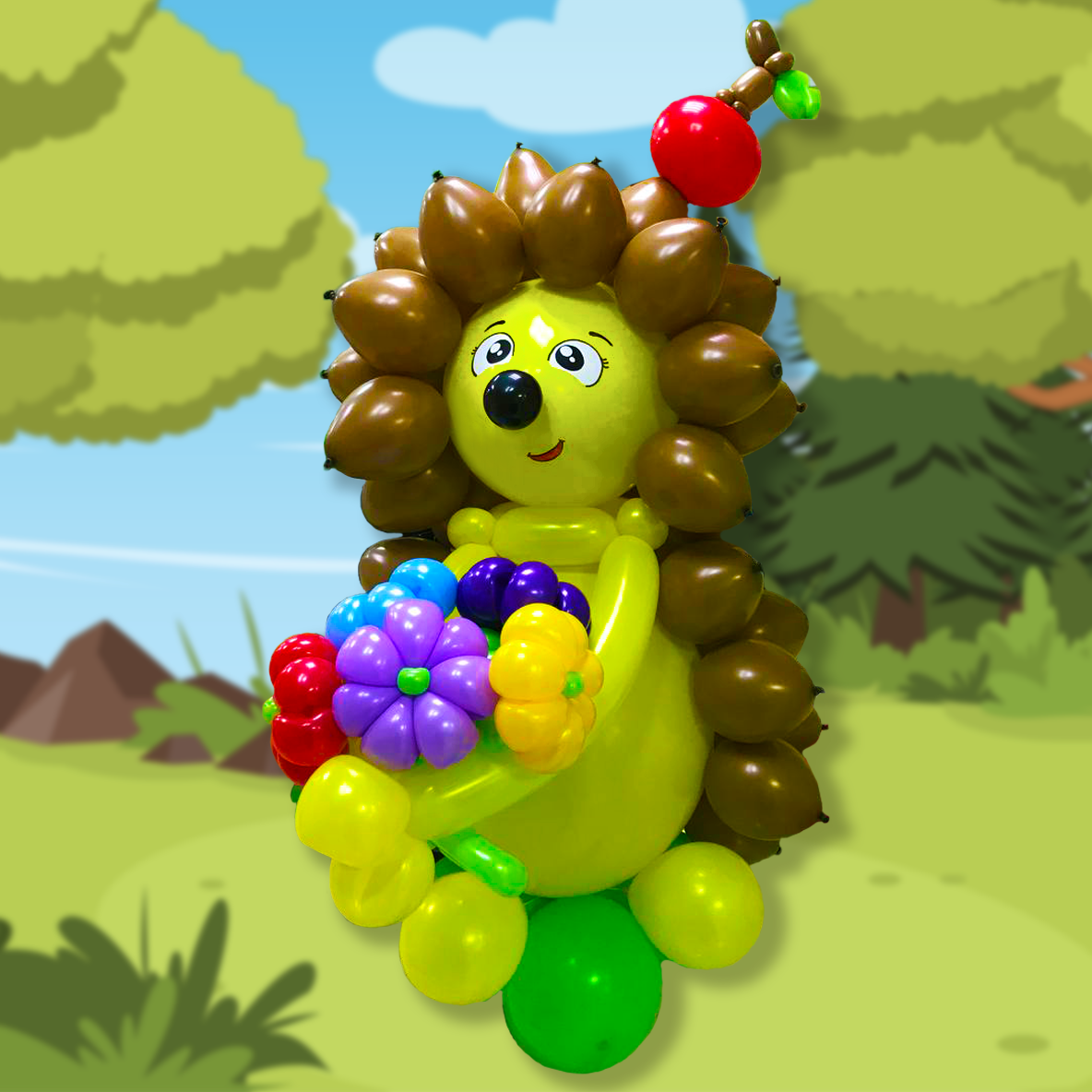 Фигура из шаров «Ежик с цветами»