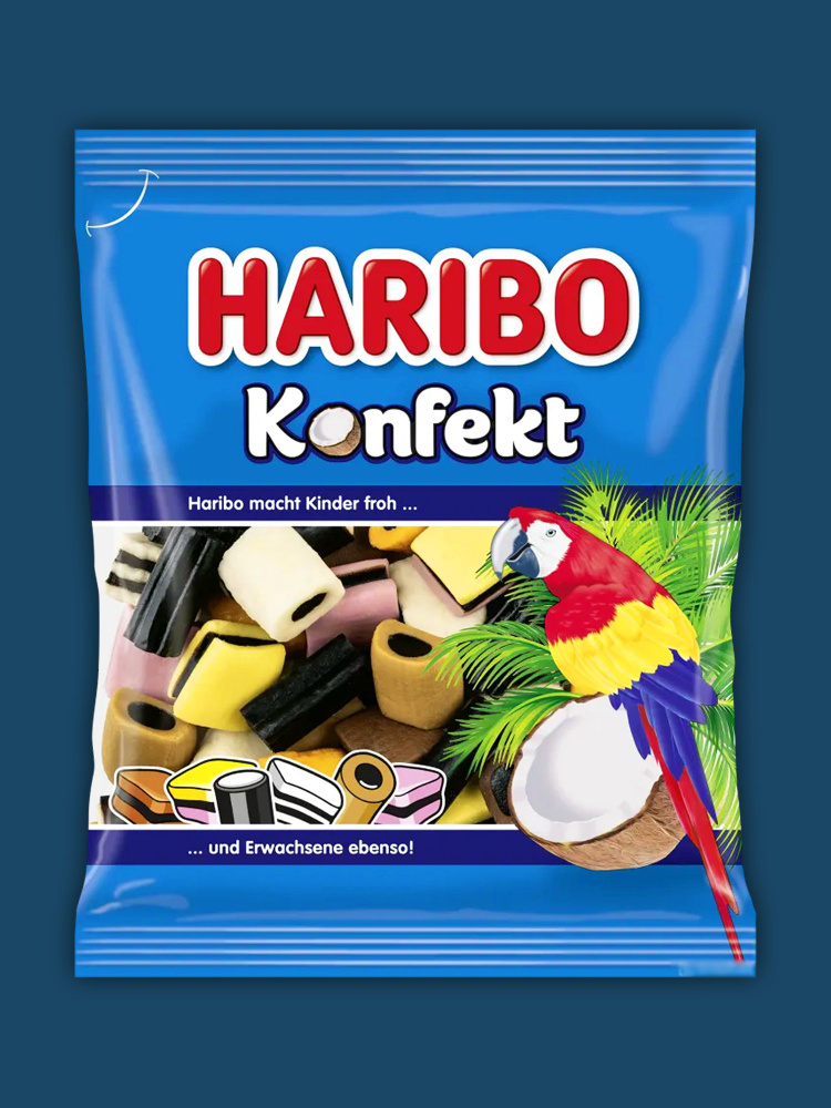 Акция! Жевательный мармелад Haribo Konfekt с лакрицей и какао, 100г.