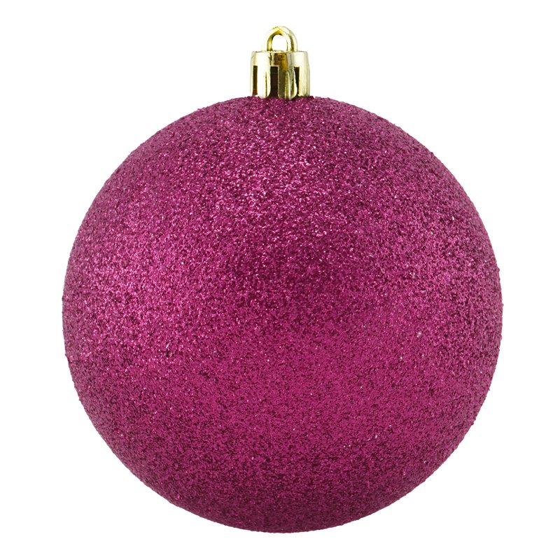 Акция! НГ шар Фуксия 15 см (с глиттером) / 1 шт. / (Китай)