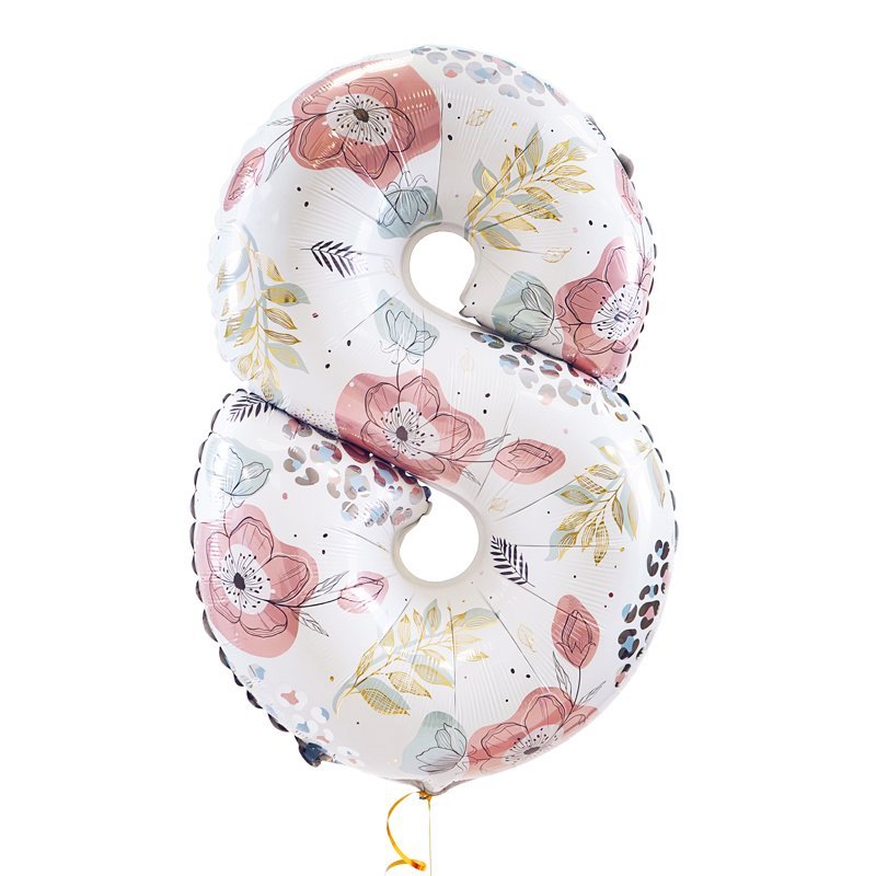 И 32 Цифра "8" Цветочный принт/1шт/Фольгированный шар (Италия)
