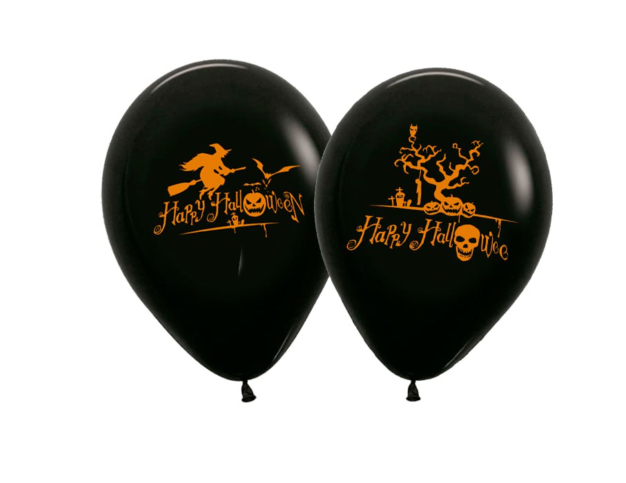 Шар 12" Хэллоуин\Halloween чёрный в 2 стороны