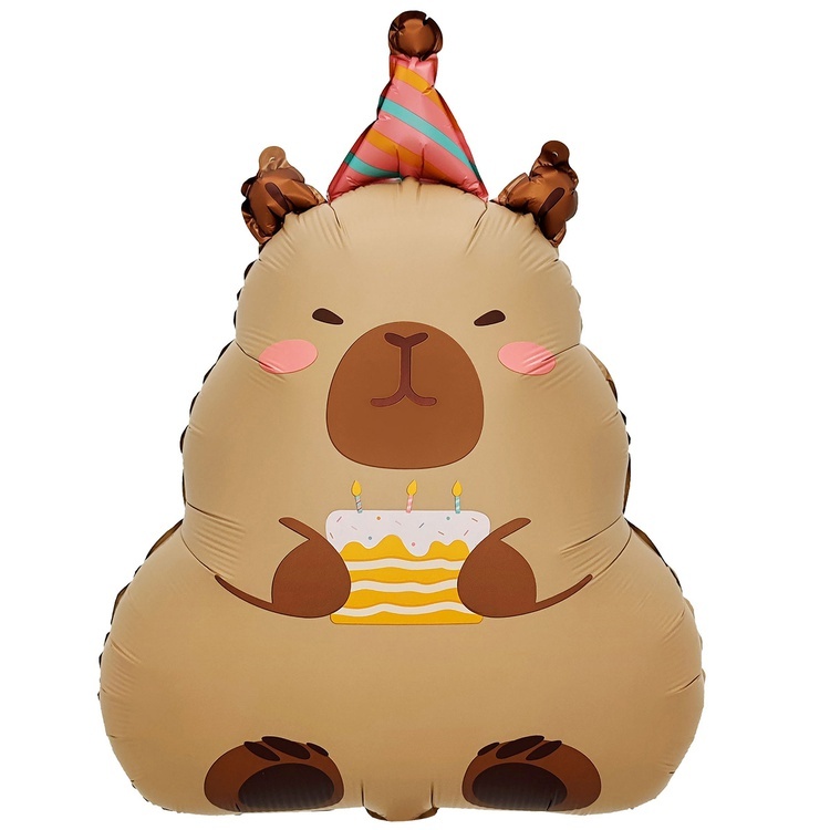 К ФИГУРА Капибара в колпаке с тортом