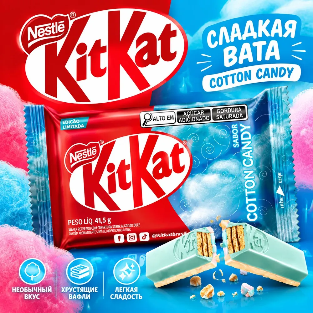 Акция!Шок. Батончик KitKat Cotton Candy (Кит Кат Сахарная Вата) 41,5г