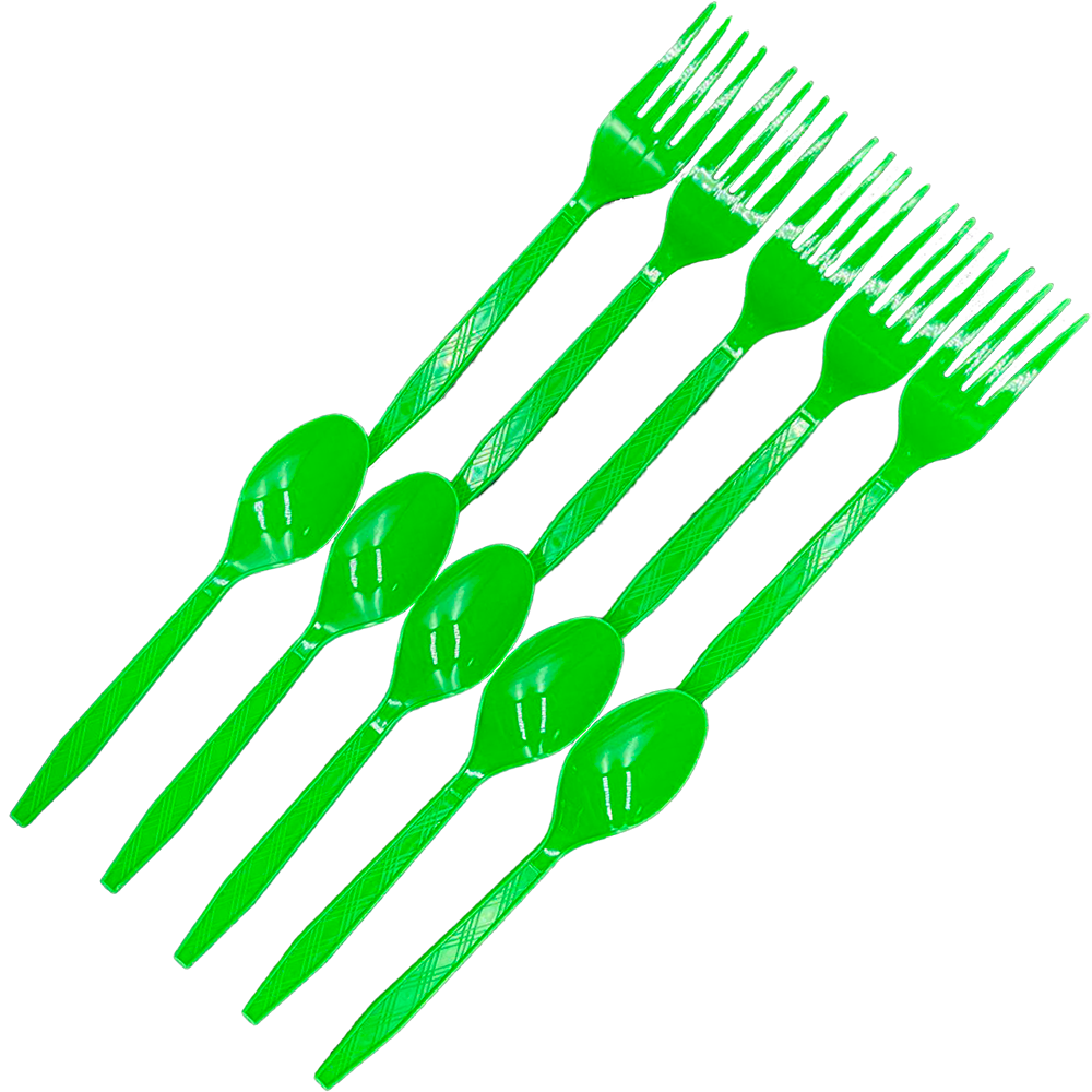 Столовые приборы пласт. зеленые 20шт