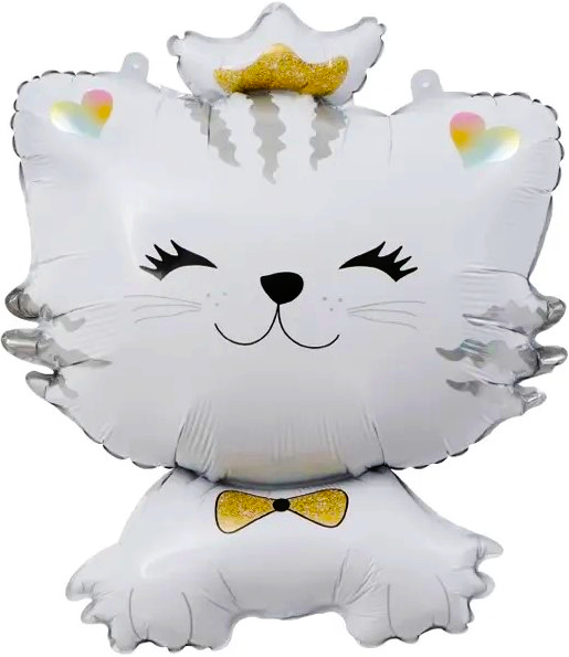 Шар (28"71 см) Фигура, Котенок Принцесса, Белый