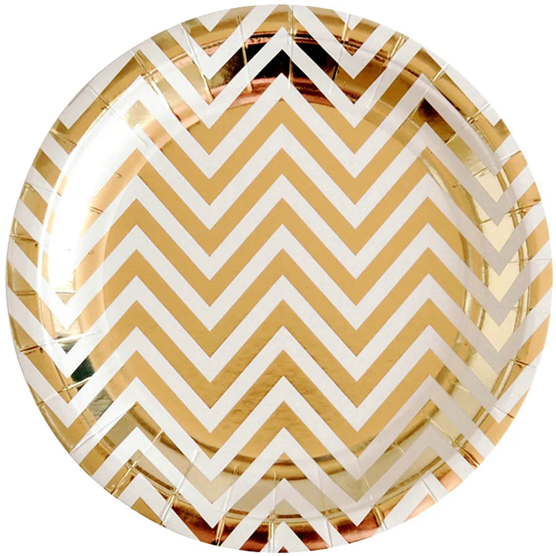 Тарелка бум. 18см/ набор10шт Золото зигзаг