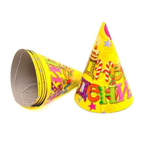 F Колпачок С Днем Рождения 6шт Русская версия