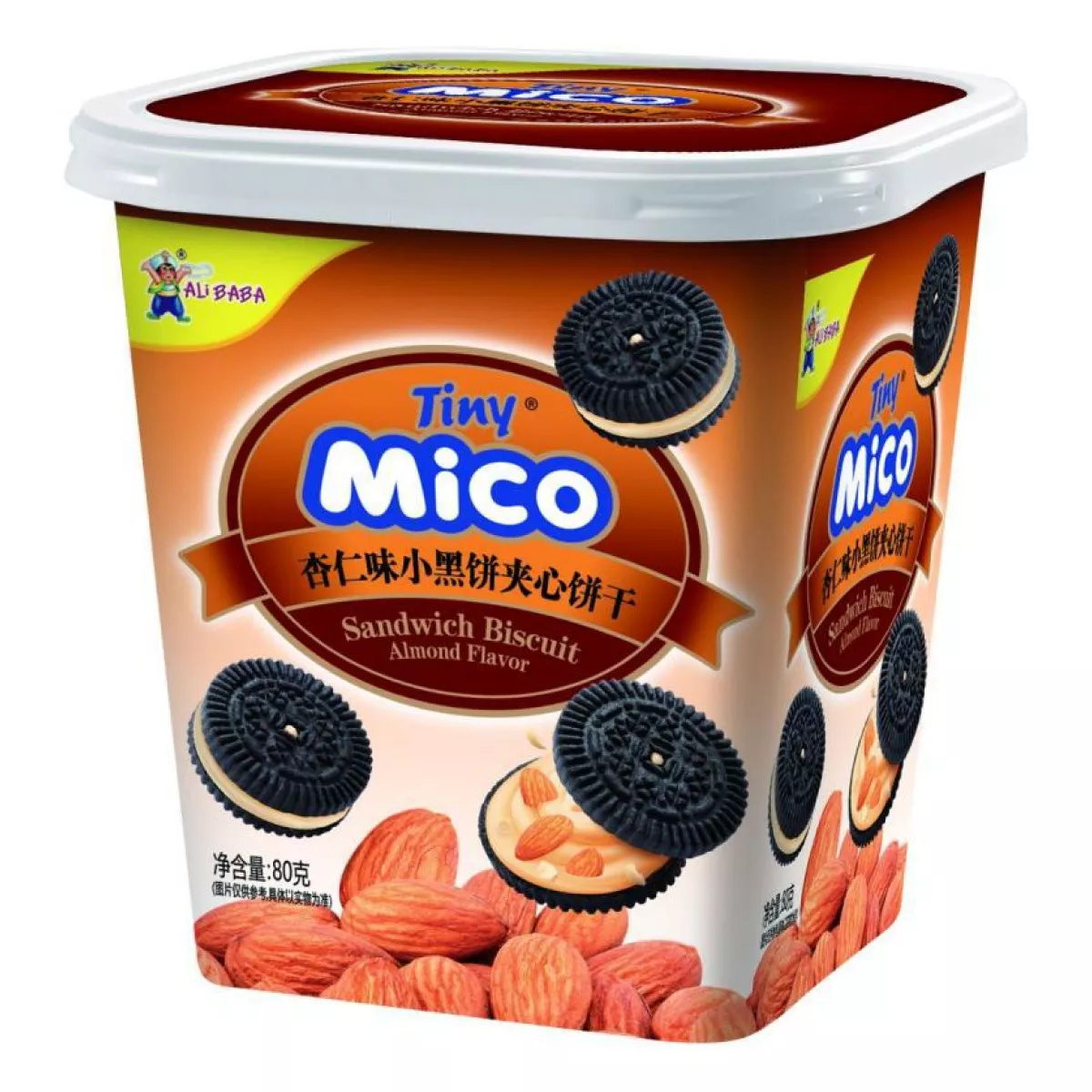 АКЦИЯ!Печенье Tiny Mico Sandwich Biscuit Almond с миндальным вкусом, 80 г