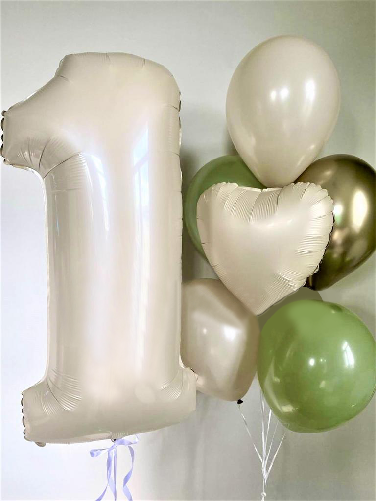 Сет №84 "Листья эвкалипта на бежевом" цифра на выбор