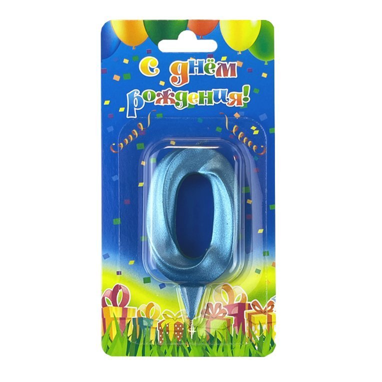 Свеча цифра 0 "Грань" Бирюзовый металлик