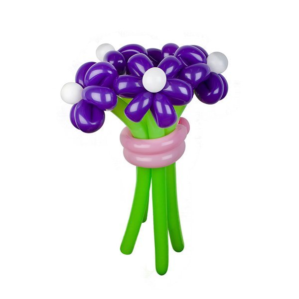 Ромашка из шаров ШДМ (цена за одну штуку) Фиолетовая с зеленым стеблем