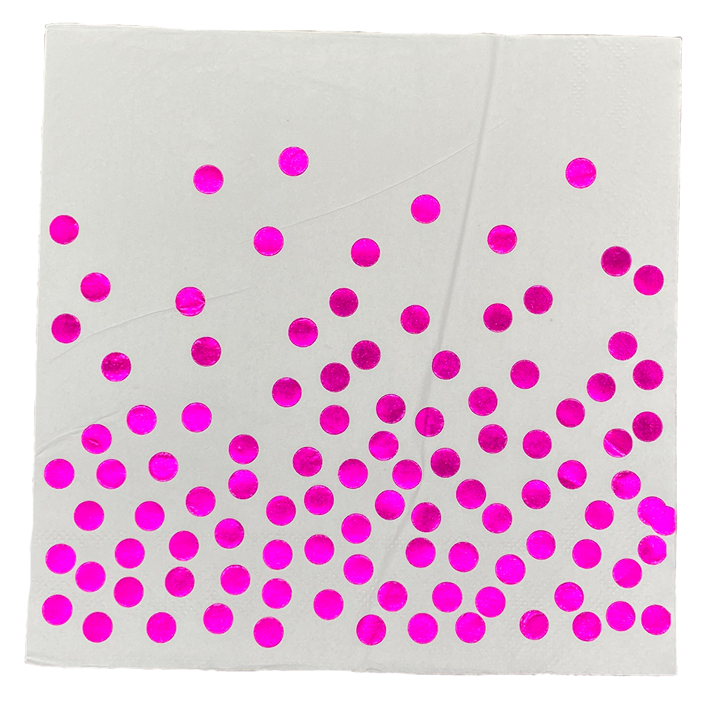 Салфетки Горох фольга ярко-розовые 10шт