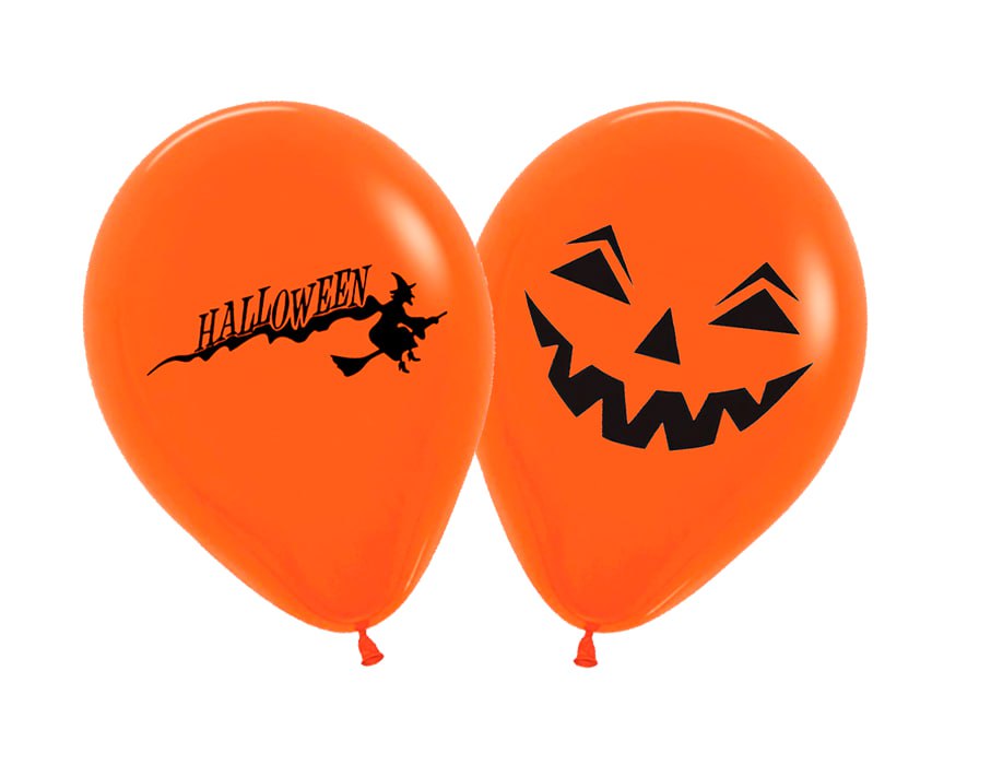 Шар 12" Хэллоуин\Halloween в 2 стороны оранжевый