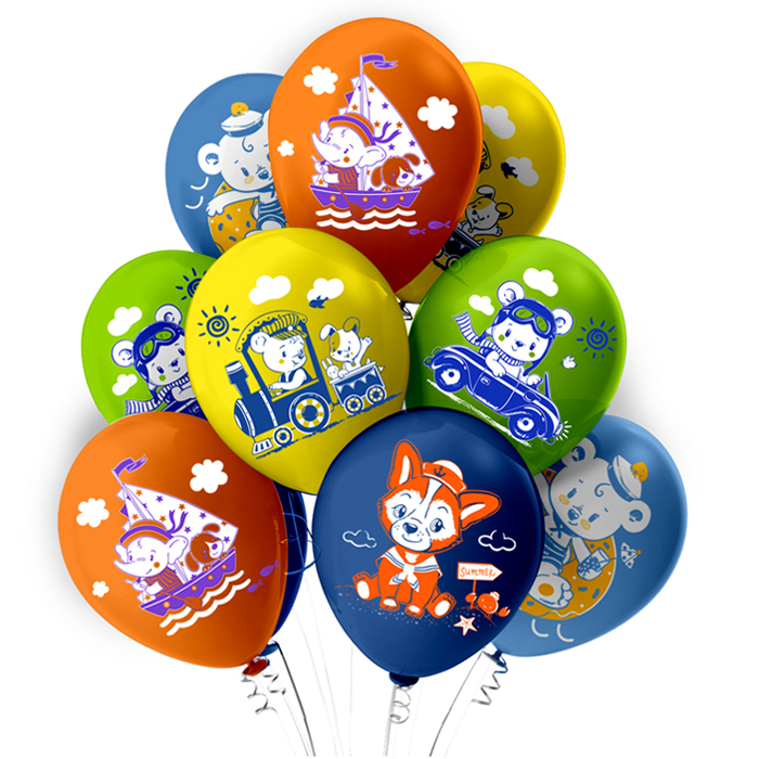 Шар12" шелк рис. Шарики для мальчика! 5 дизайнов