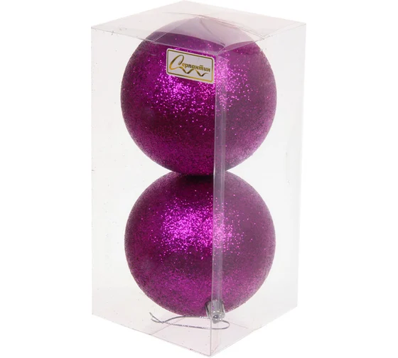 Акция! Новогодние шары 10 см (набор 2 шт) "Глиттер"