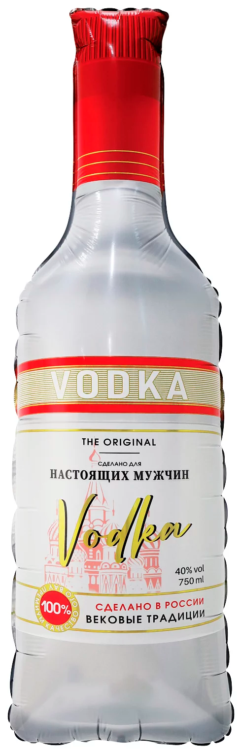 Шар (37"/94 см) Фигура, Бутылка, Водка для настоящих мужчин, 1 шт. в уп.