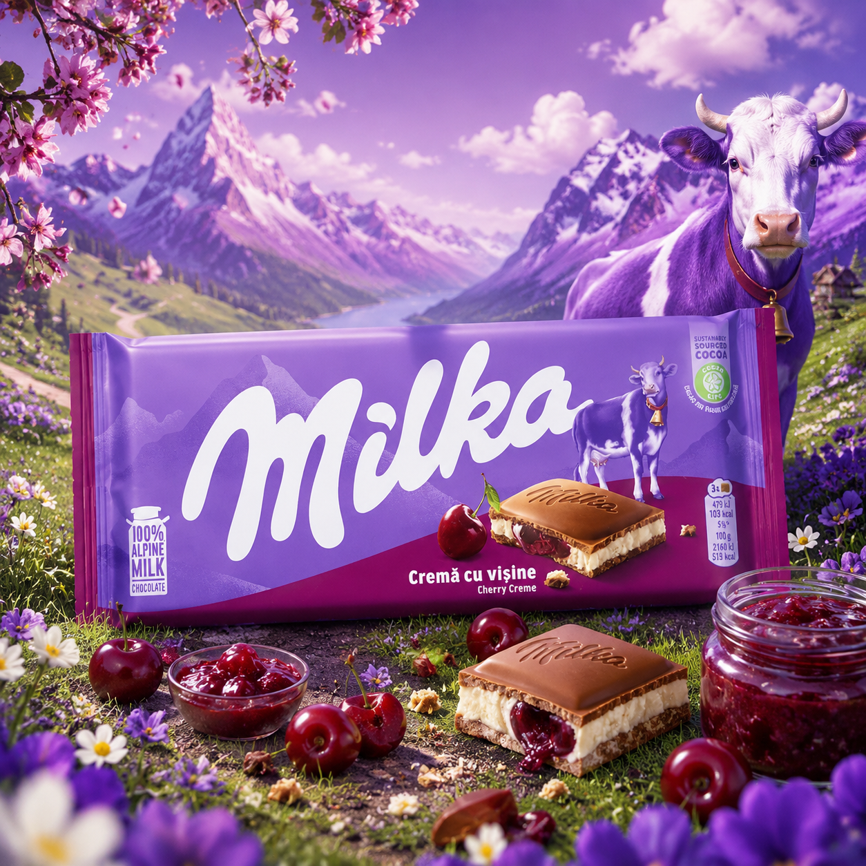Акция!Шок. плитка Milka Cherry (Милка Вишневый крем) 100гр/22