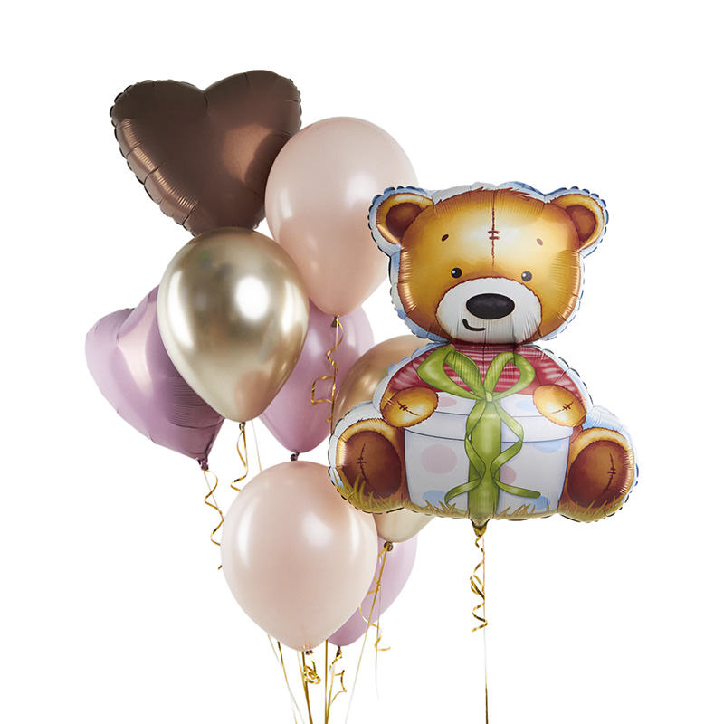 Набор шаров "Мишка нежность" 9 в 1/9 воздушных шаров /1 набор/ (Россия)