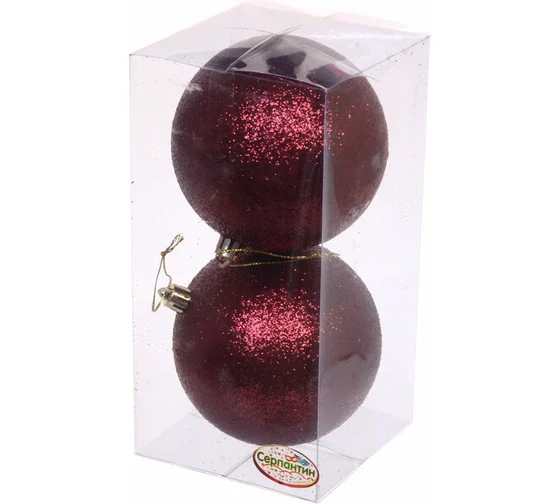 Акция! Новогодние шары 10 см (набор 2 шт) "Глиттер"
