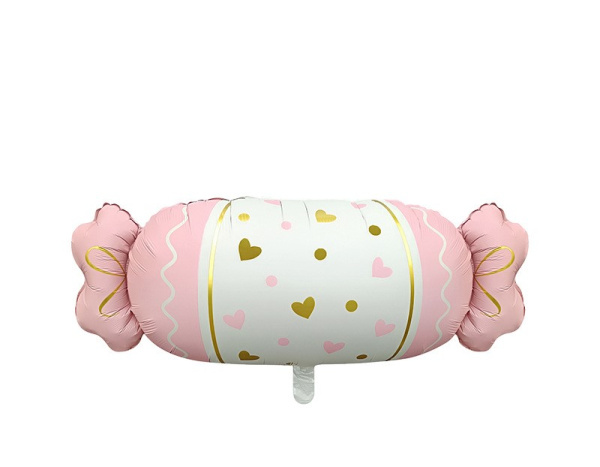 Шар (34"/86 см) Фигура, Конфетка, Сердечки, Розовый, Сатин, 1 шт. в уп.