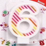 Акция! Свеча торт.цифра Полосочка 6