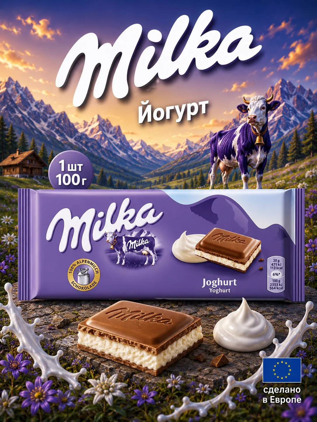 Акция!Шок. плитка Milka Joghurt (Милка Йогурт) 100г (23)