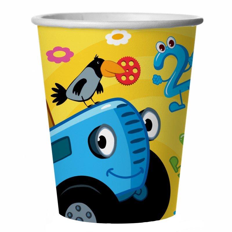 Стаканы (250мл) Синий трактор, С Днем Рождения! 6шт