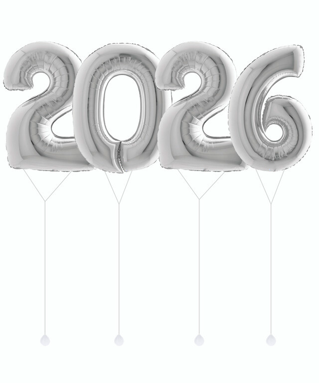 Набор цифр "2026 в цвете серебро",4 шт