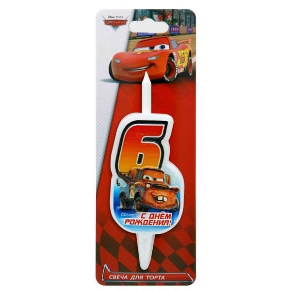 Свеча-цифра для торта Disney Тачки 6