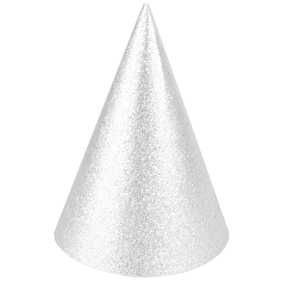 Колпаки, Серебро, с блестками, 16 см, 6 шт.