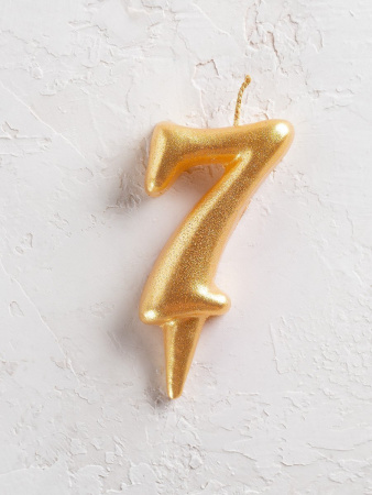 Свеча цифра в торт "Овал" золото 7