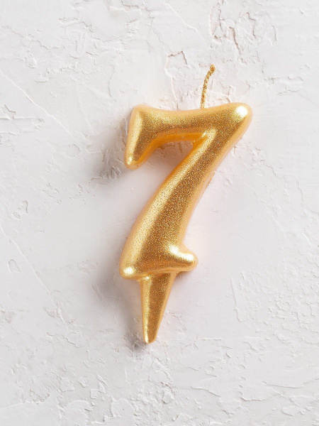 Свеча цифра в торт "Овал" золото 7