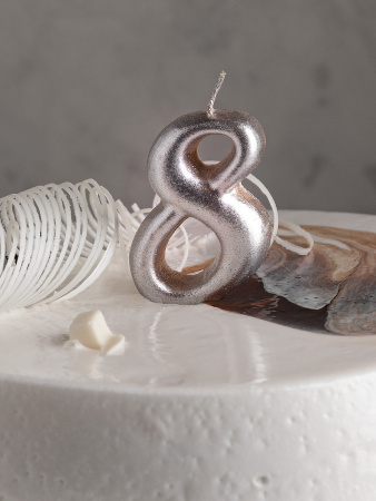 Свеча цифра 8 "Овал" серебро