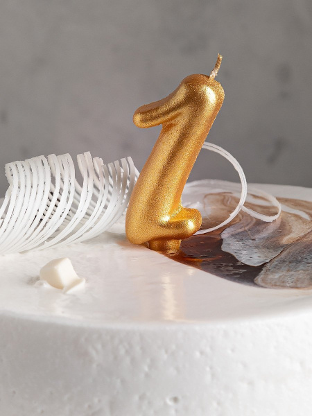 Свеча цифра в торт "Овал" золото 1