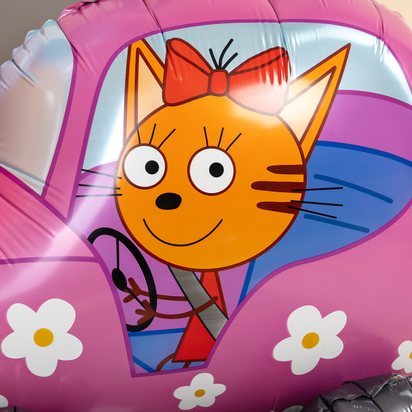 Шар (29"/74 см) Фигура 3D, Три Кота,Карамелька в машине, 1 шт в уп