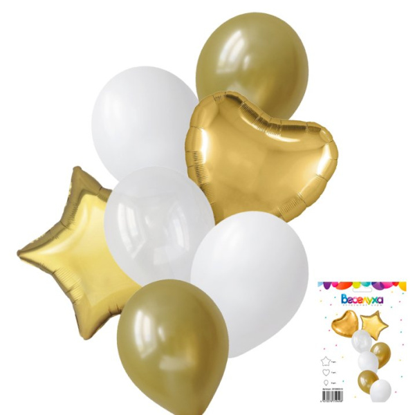 Набор шаров "Сияние золота" 7 в 1/7 воздушных шаров /1 набор/ (Россия)