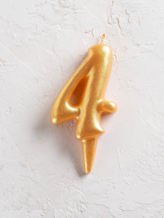 Свеча цифра в торт "Овал" золото 4