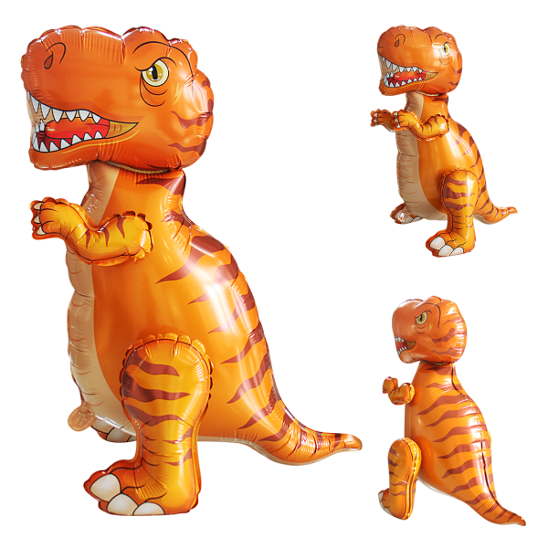 Шар (28"/71 см) Фигура 3D, Динозавр Тираннозавр, Оранжевый, 1 шт, в уп.