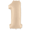 И 40 Цифра 1 Кремовый /One/1 шт/,Фольгированный шар (Испания)