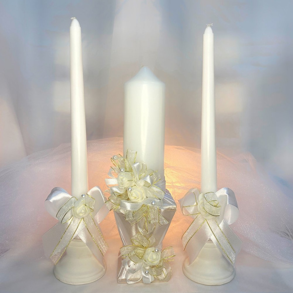 Семейный очаг на подставках (белый+золото)