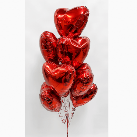 Сет №83 "Я люблю тебя." 9 красных фольгированных сердец