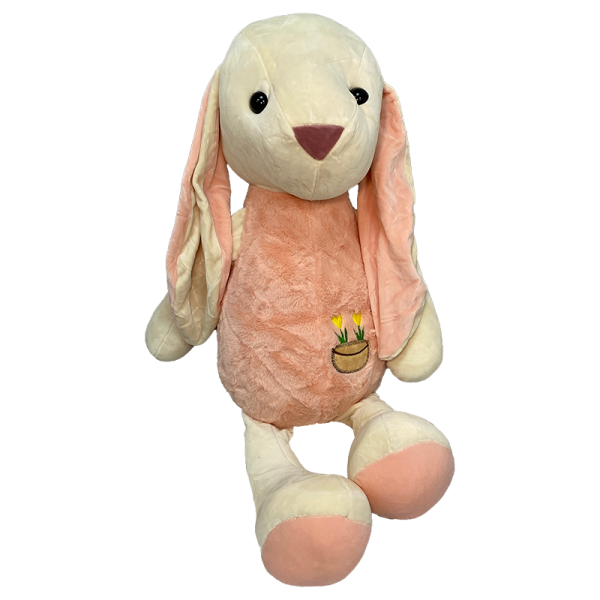 Акция! Заяц с вышивкой розовый\голубой (на выбор) 45см (1шт)
