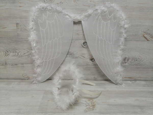Крылья ангела + нимб белые /45х39см./. 22-355