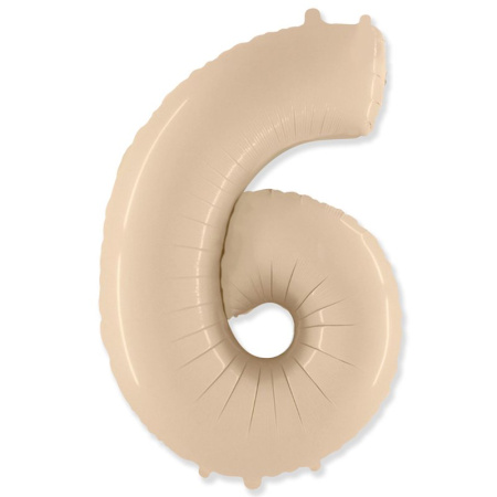 И 40 Цифра 6 Кремовый /Six/1 шт/,Фольгированный шар (Испания)
