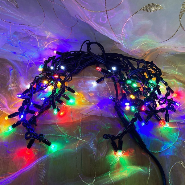 Гр.Бахрома 3м Тепло, холод, синий, мульти (черн\бел провод)