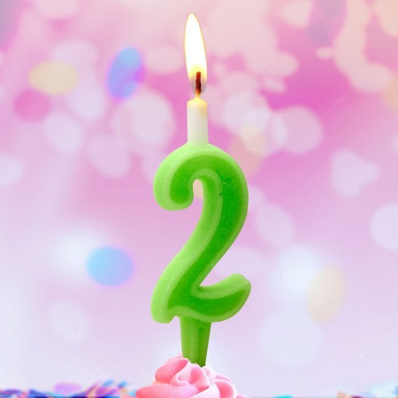 АКЦИЯ! Свеча торт. цифра 2